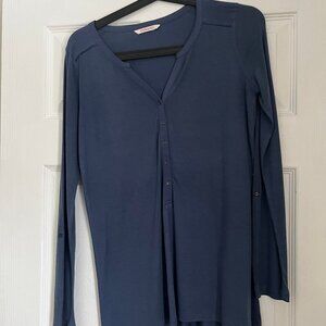Camaïeu Blue Sheer Long-Sleeve Top – Size S – Feminine & Effortless